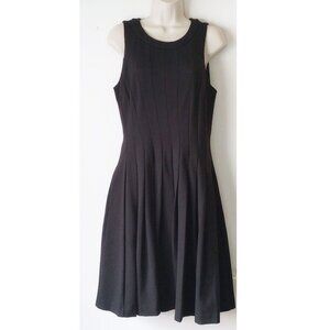 *50off3* WHBM Pintucked Sleeveless Fit and Flare Ponte Dress 10 Black